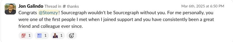 Slack testimonial highlighting reliability engineering expertise